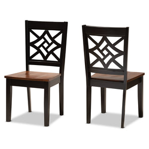 Baxton Studio Nicolette Modern And Contemporary Two-Tone Dark Brown And Walnut Brown Finished Wood 2-Piece Dining Chair Set