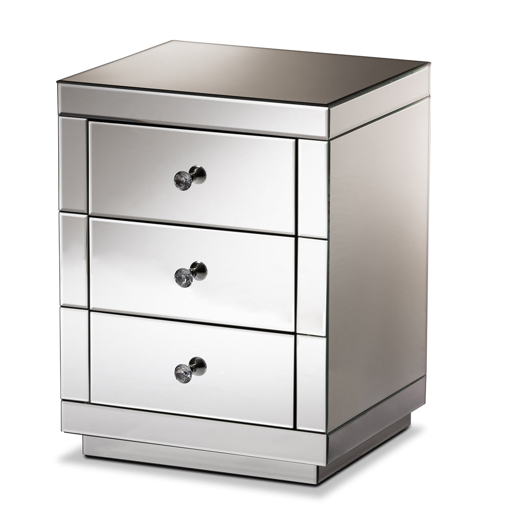 Baxton Studio Arnold Contemporary Glam and Luxe 3-Drawer Nightstand