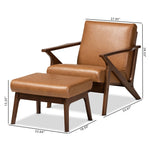 Load image into Gallery viewer, Baxton Studio Bianca Mid-Century Modern Walnut Brown Finished Wood And Tan Faux Leather Effect 2-Piece Lounge Chair And Ottoman Set
