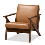 Load image into Gallery viewer, Baxton Studio Bianca Mid-Century Modern Walnut Brown Finished Wood And Tan Faux Leather Effect Lounge Chair
