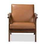 Load image into Gallery viewer, Baxton Studio Bianca Mid-Century Modern Walnut Brown Finished Wood And Tan Faux Leather Effect Lounge Chair
