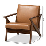 Load image into Gallery viewer, Baxton Studio Bianca Mid-Century Modern Walnut Brown Finished Wood And Tan Faux Leather Effect Lounge Chair
