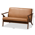 Load image into Gallery viewer, Baxton Studio Bianca Mid-Century Modern Walnut Brown Finished Wood And Tan Faux Leather Effect Loveseat
