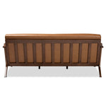 Load image into Gallery viewer, Baxton Studio Bianca Mid-Century Modern Walnut Brown Finished Wood And Tan Faux Leather Effect Sofa
