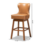 Load image into Gallery viewer, Baxton Studio Gradisca Modern And Contemporary Tan Faux Leather Upholstered And Walnut Brown Finished Wood 2-Piece Swivel Bar Stool Set
