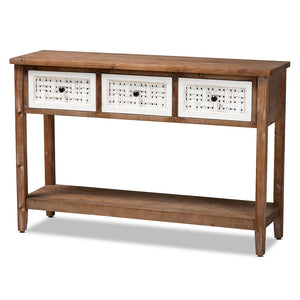 Baxton Studio Bonilla Traditional and Rustic Two-Tone Finished Wood 3-Drawer Console Table