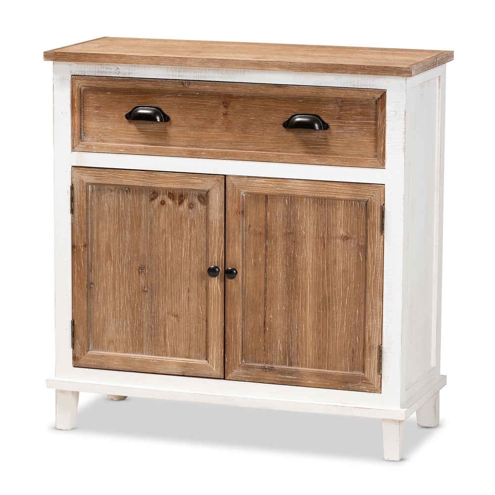 Baxton Studio Glynn Rustic Farmhouse Weathered Two-Tone Finished Wood 2-Door Storage Cabinet