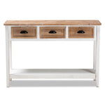 Load image into Gallery viewer, Baxton Studio Benedict Traditional Farmhouse And Rustic Two-Tone White And Oak Brown Finished Wood 3-Drawer Console Table
