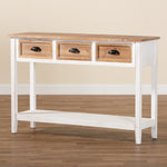 Load image into Gallery viewer, Baxton Studio Benedict Traditional Farmhouse And Rustic Two-Tone White And Oak Brown Finished Wood 3-Drawer Console Table
