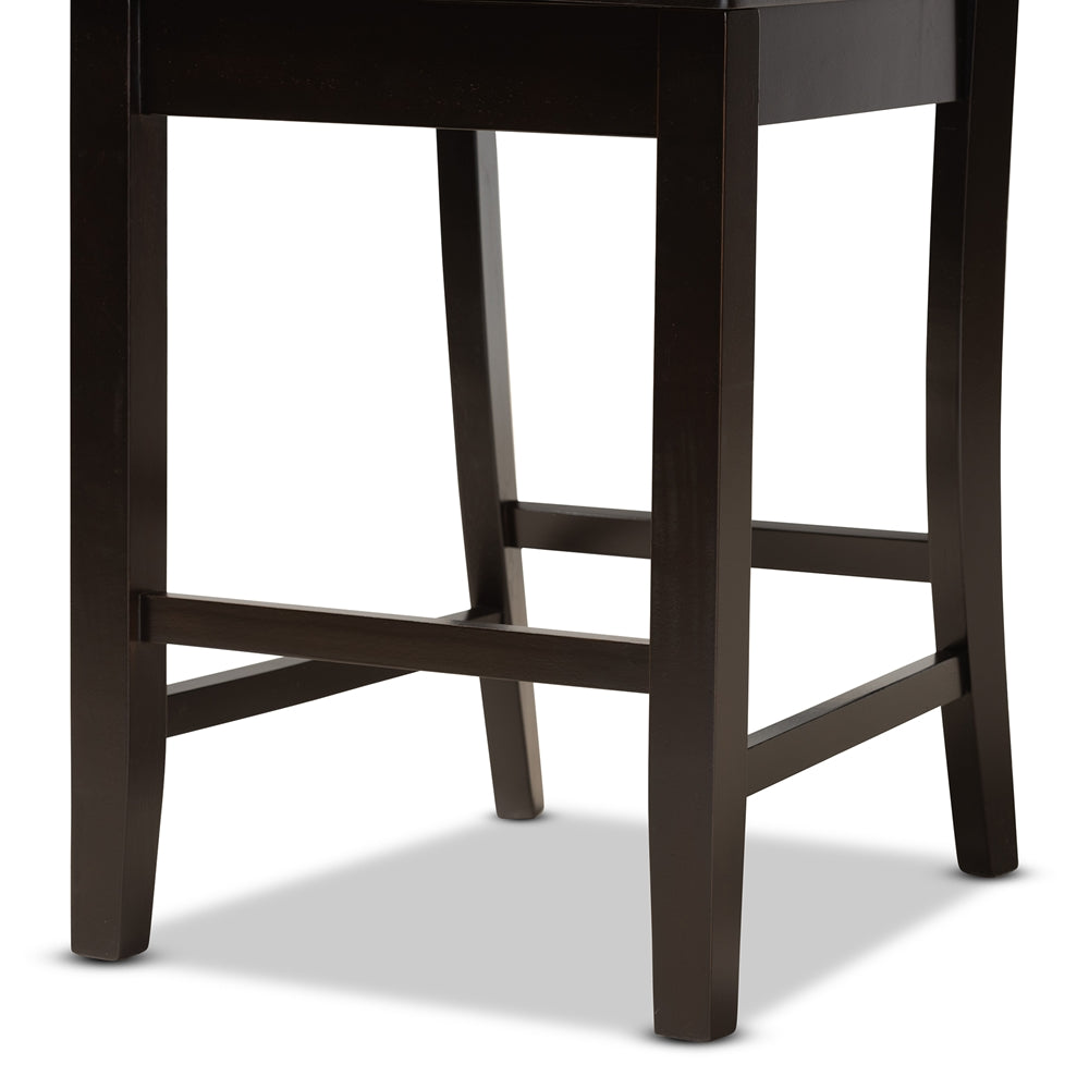 BAXTON STUDIO FENTON MODERN AND CONTEMPORARY TRANSITIONAL DARK BROWN FINISHED WOOD 2-PIECE COUNTER STOOL SET