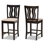 Load image into Gallery viewer, Baxton Studio Fenton Modern And Contemporary Transitional Sand Fabric Upholstered And Dark Brown Finished Wood 2-Piece Counter Stool Set
