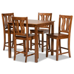 Load image into Gallery viewer, Baxton Studio Fenton Modern And Contemporary Transitional Walnut Brown Finished Wood 5-Piece Pub Set
