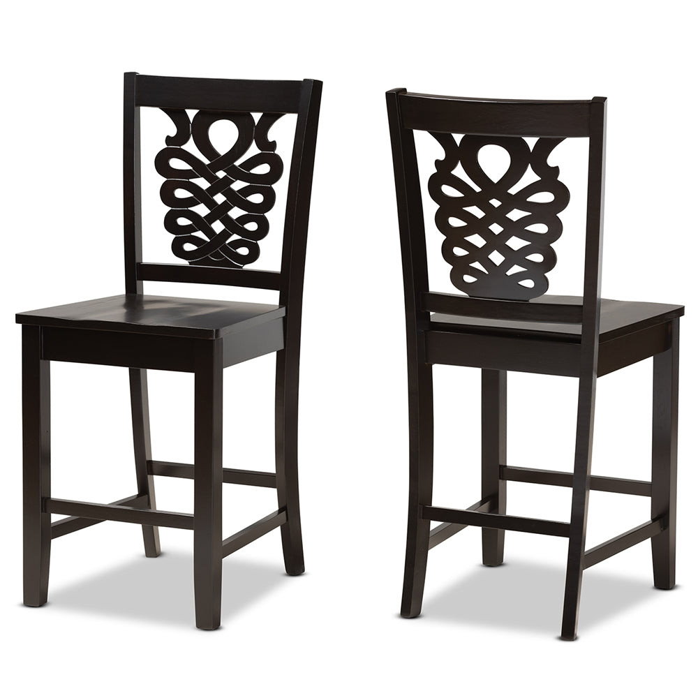 Baxton Studio Gervais Modern And Contemporary Transitional Dark Brown Finished Wood 2-Piece Counter Stool Set