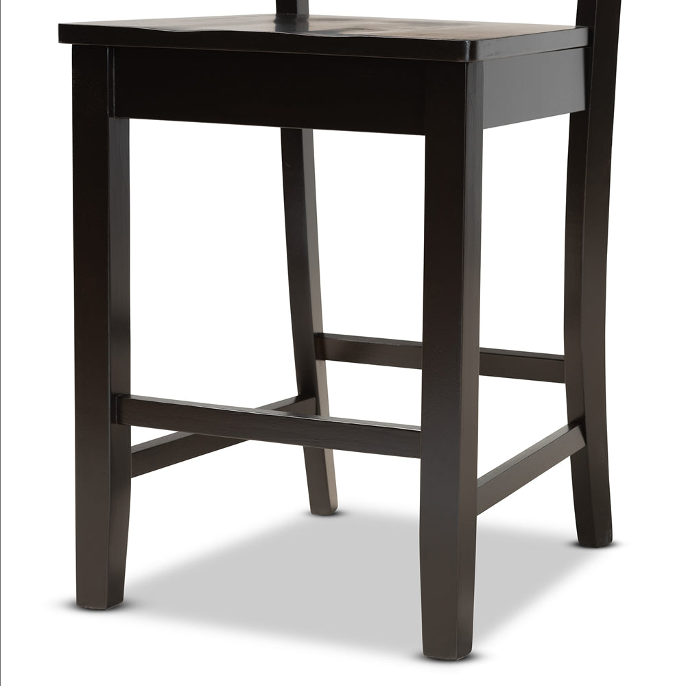 BAXTON STUDIO GERVAIS MODERN AND CONTEMPORARY TRANSITIONAL DARK BROWN FINISHED WOOD 2-PIECE COUNTER STOOL SET