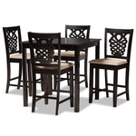 Load image into Gallery viewer, Baxton Studio Gervais Modern And Contemporary Transitional Sand Fabric Upholstered And Dark Brown Finished Wood 5-Piece Pub Set
