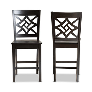 Baxton Studio Nicolette Modern And Contemporary Transitional Dark Brown Finished Wood 2-Piece Counter Stool Set