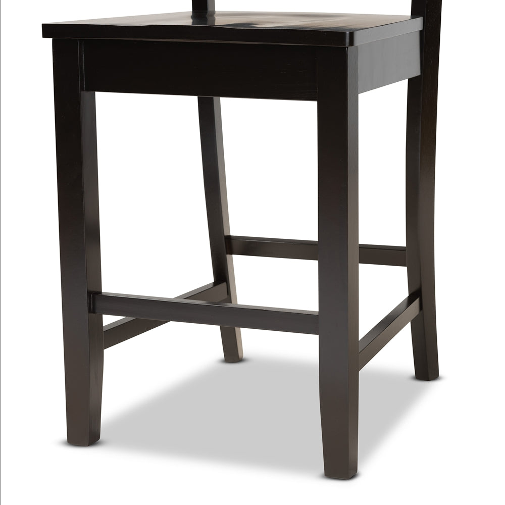 BAXTON STUDIO NICOLETTE MODERN AND CONTEMPORARY TRANSITIONAL DARK BROWN FINISHED WOOD 2-PIECE COUNTER STOOL SET