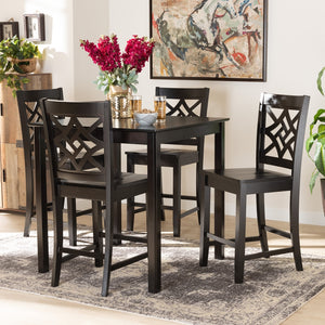 Baxton Studio Nicolette Modern And Contemporary Transitional Dark Brown Finished Wood 5-Piece Pub Set