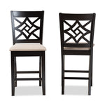 Load image into Gallery viewer, Baxton Studio Nicolette Modern And Contemporary Sand Fabric Upholstered And Dark Brown Finished Wood 2-Piece Counter Stool Set
