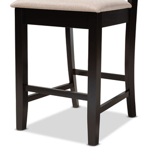 Baxton Studio Nicolette Modern And Contemporary Sand Fabric Upholstered And Dark Brown Finished Wood 2-Piece Counter Stool Set