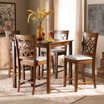 Load image into Gallery viewer, Baxton Studio Nicolette Modern And Contemporary Grey Fabric Upholstered And Walnut Brown Finished Wood 5-Piece Pub Set
