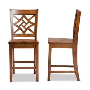 Baxton Studio Nicolette Modern And Contemporary Transitional Walnut Brown Finished Wood 2-Piece Counter Stool Set