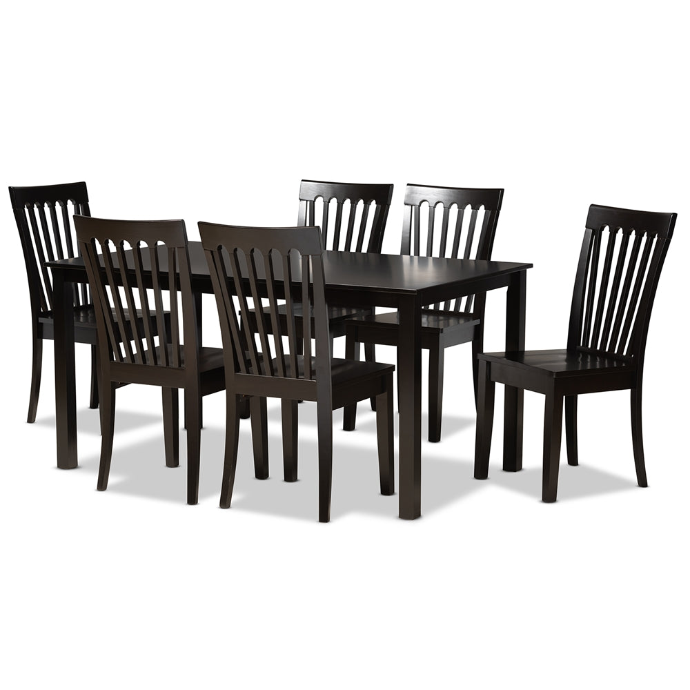 Baxton Studio Erion Modern and Contemporary Finished Wood 7-Piece Dining Set