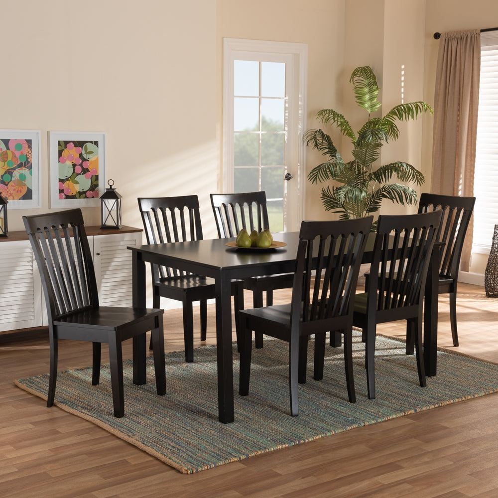 Baxton Studio Erion Modern And Contemporary Dark Brown Finished Wood 7-Piece Dining Set