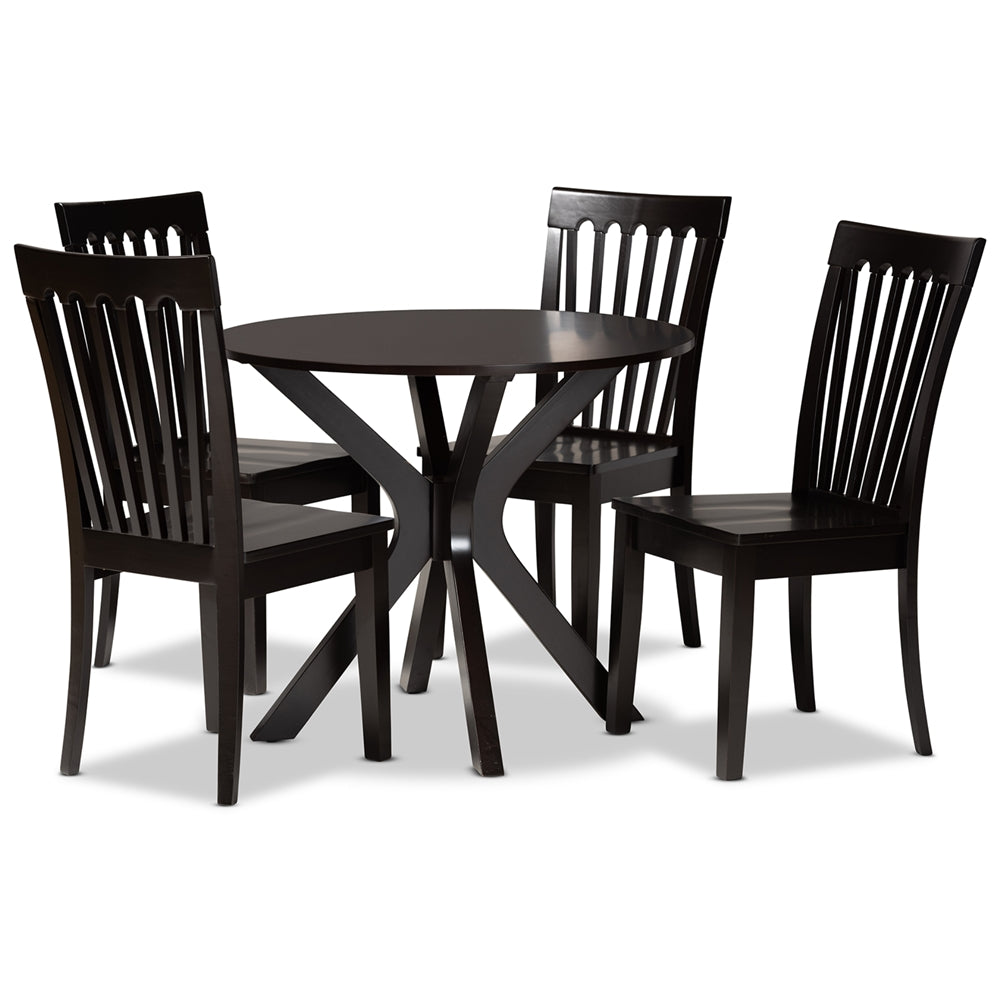 Baxton Studio Zora Modern and Contemporary Finished Wood 5-Piece Dining Set