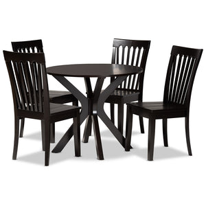 Baxton Studio Zora Modern And Contemporary Dark Brown Finished Wood 5-Piece Dining Set