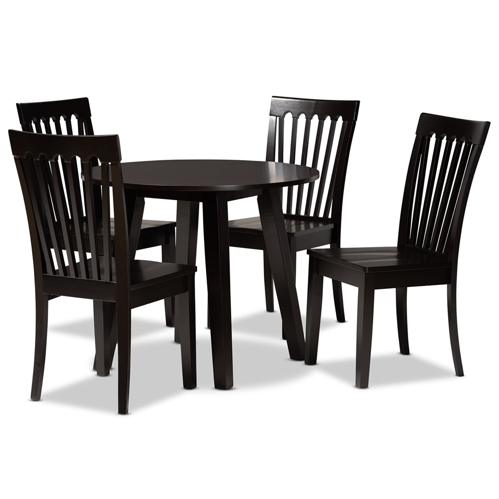 Baxton Studio Zala Modern and Contemporary Finished Wood 5-Piece Dining Set