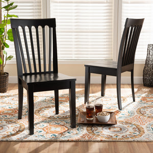 Baxton Studio Minette Modern And Contemporary Transitional Dark Brown Finished Wood 2-Piece Dining Chair Set