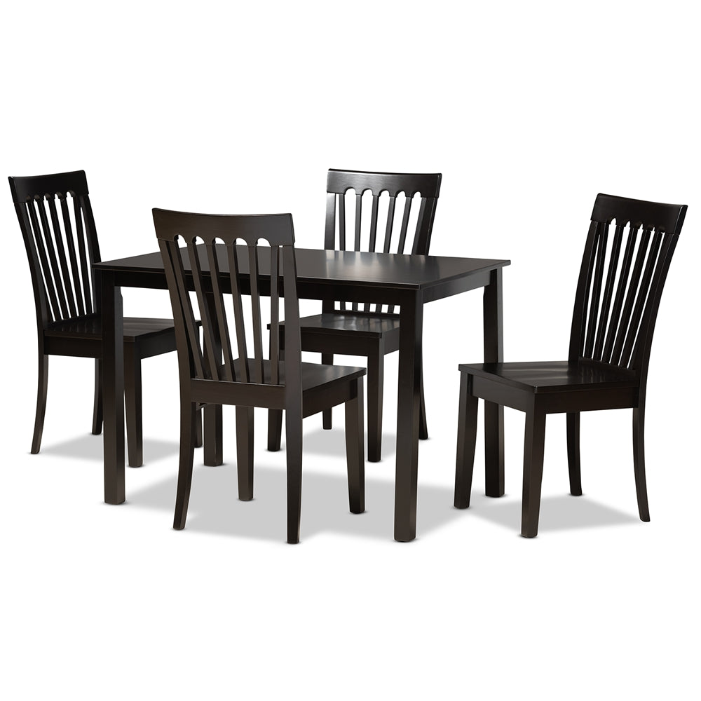 Baxton Studio Erion Modern And Contemporary Dark Brown Finished Wood 5-Piece Dining Set