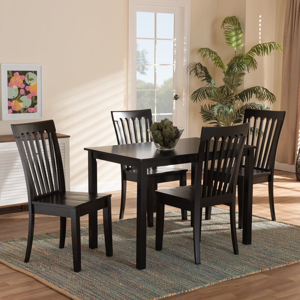 Baxton Studio Erion Modern And Contemporary Dark Brown Finished Wood 5-Piece Dining Set