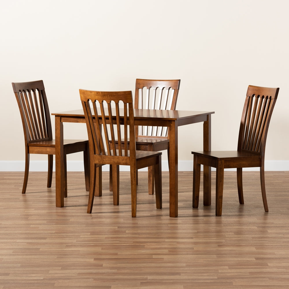 Baxton Studio Erion Modern And Contemporary Walnut Brown Finished Wood 5-Piece Dining Set