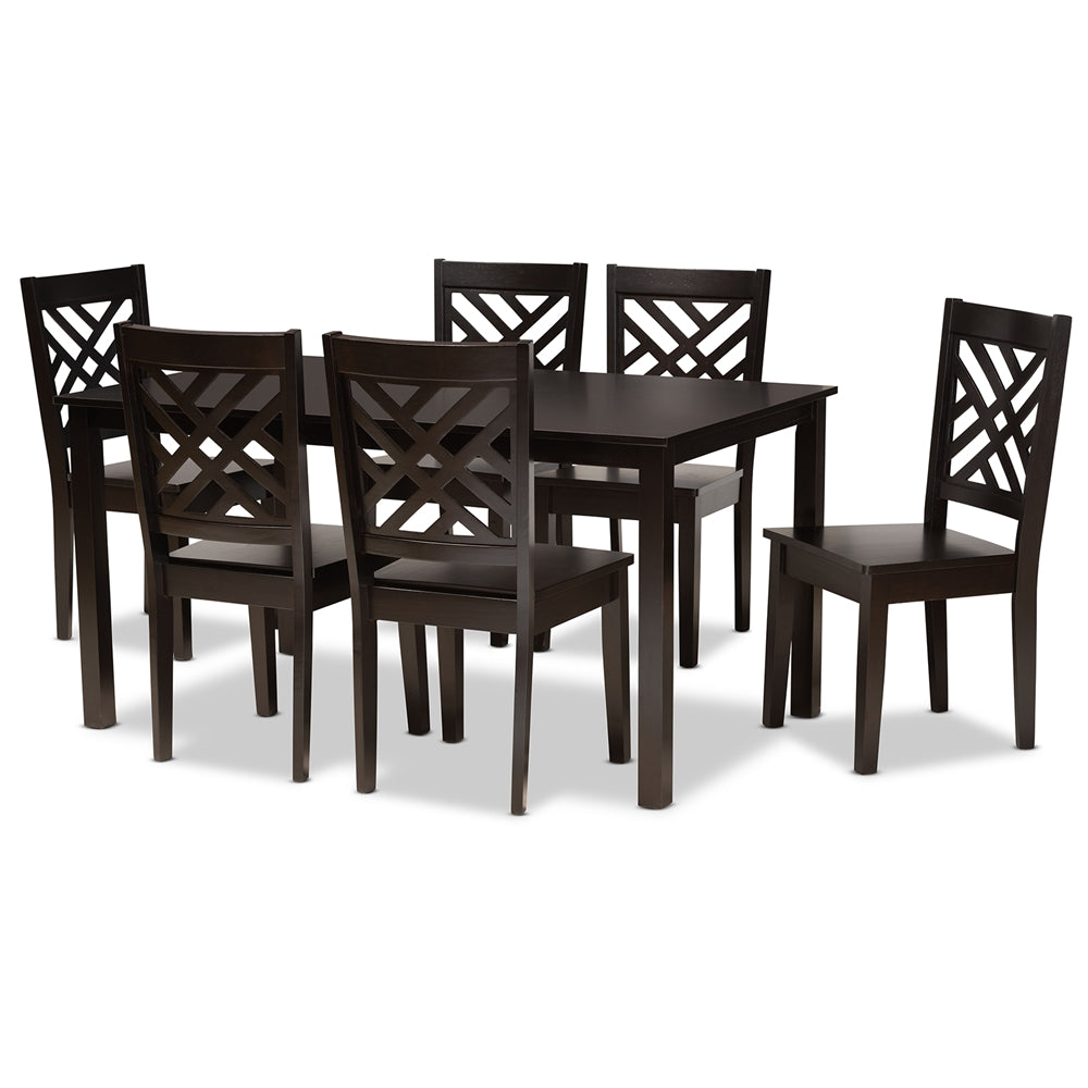 Baxton Studio Ani Modern And Contemporary Dark Brown Finished Wood 7-Piece Dining Set