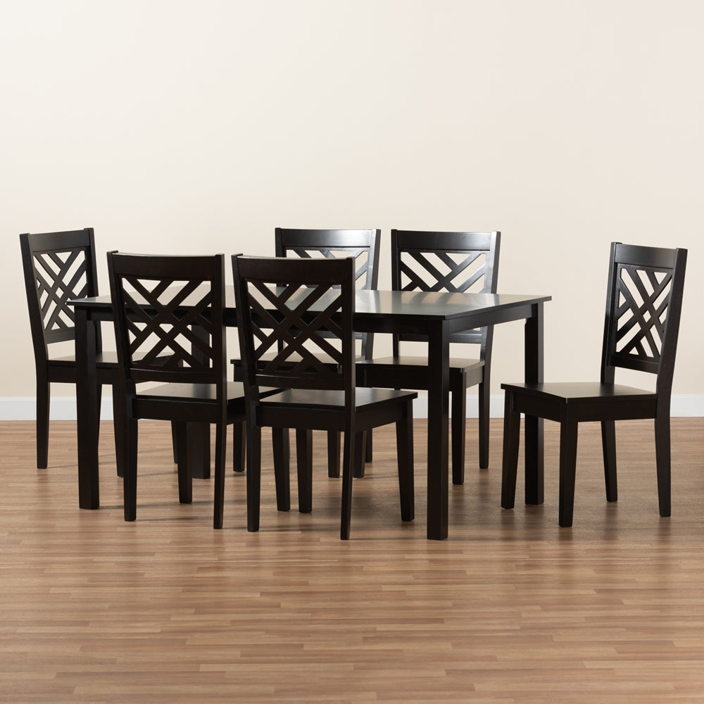 Baxton Studio Ani Modern And Contemporary Dark Brown Finished Wood 7-Piece Dining Set