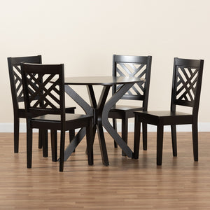 Baxton Studio Ela Modern And Contemporary Dark Brown Finished Wood 5-Piece Dining Set