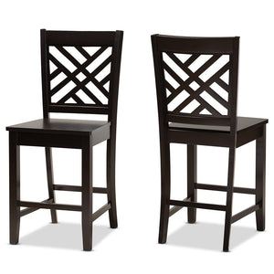 Baxton Studio Caron Modern and Contemporary Transitional Finished Wood 2-Piece Counter Stool Set