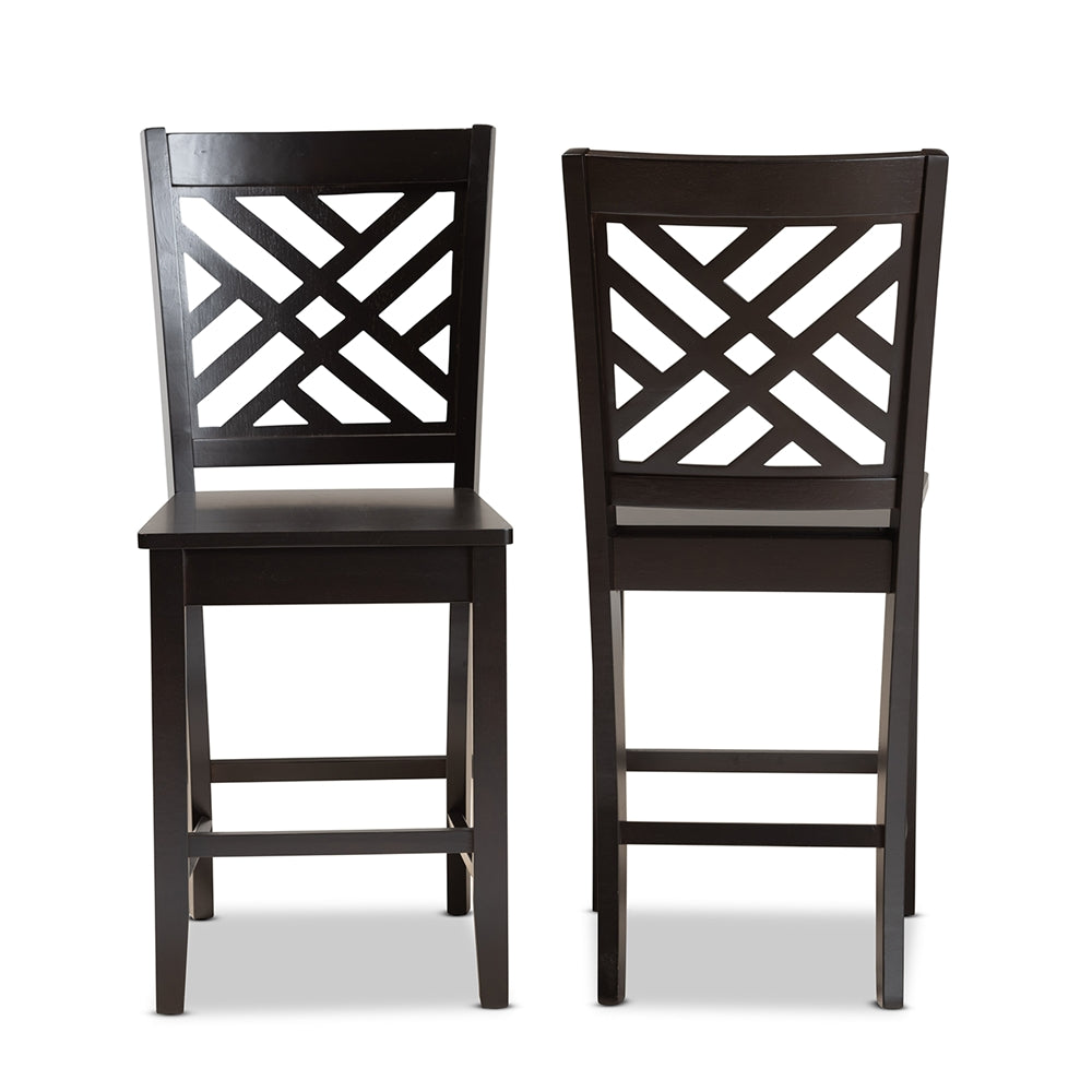 Baxton Studio Caron Modern And Contemporary Transitional Dark Brown Finished Wood 2-Piece Counter Stool Set