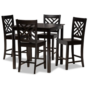 Baxton Studio Caron Modern and Contemporary Finished Wood 5-Piece Pub Set