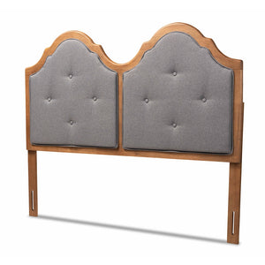 Baxton Studio Falk Vintage Classic Traditional Fabric Upholstered and Finished Wood Arched Headboard