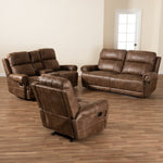 Load image into Gallery viewer, Baxton Studio Buckley Modern And Contemporary Light Brown Faux Leather Upholstered 3-Piece Reclining Living Room Set
