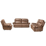 Load image into Gallery viewer, Baxton Studio Buckley Modern And Contemporary Light Brown Faux Leather Upholstered 3-Piece Reclining Living Room Set
