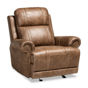 Baxton Studio Buckley Modern And Contemporary Light Brown Faux Leather Upholstered 3-Piece Reclining Living Room Set