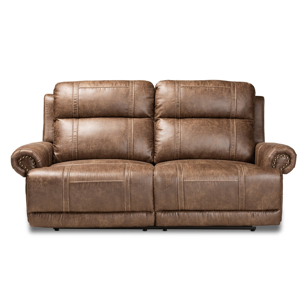 Baxton Studio Buckley Modern And Contemporary Light Brown Faux Leather Upholstered 3-Piece Reclining Living Room Set