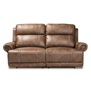 Baxton Studio Buckley Modern And Contemporary Light Brown Faux Leather Upholstered 3-Piece Reclining Living Room Set