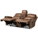 Load image into Gallery viewer, Baxton Studio Buckley Modern And Contemporary Light Brown Faux Leather Upholstered 3-Piece Reclining Living Room Set
