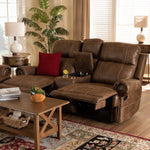 Load image into Gallery viewer, BAXTON STUDIO BUCKLEY MODERN AND CONTEMPORARY LIGHT BROWN FAUX LEATHER UPHOLSTERED 2-SEATER RECLINING LOVESEAT WITH CONSOLE
