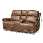 Load image into Gallery viewer, Baxton Studio Buckley Modern And Contemporary Light Brown Faux Leather Upholstered 2-Seater Reclining Loveseat With Console
